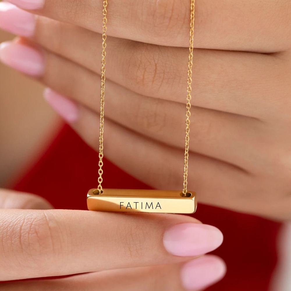 Horizontal name 2025 bar necklace