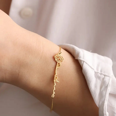Birth Flower Signature Name Bracelet - ShinnyArts