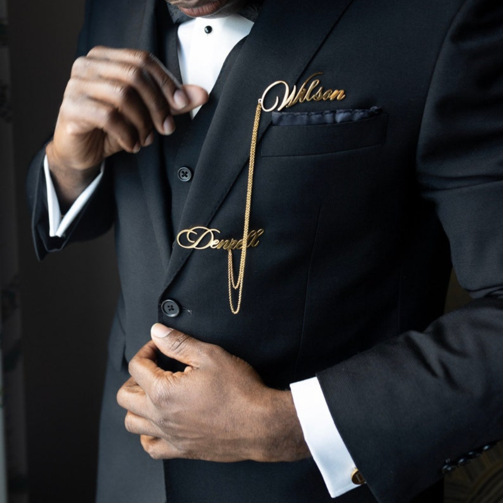 Personalized Chain Name Brooch Badge Lapel Pin