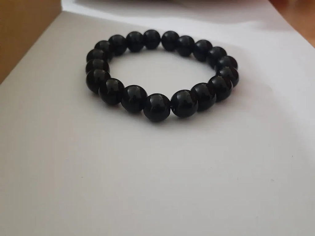 OBSIDIAN ONYX BLACK BEAD BRACELET - ShinnyArts