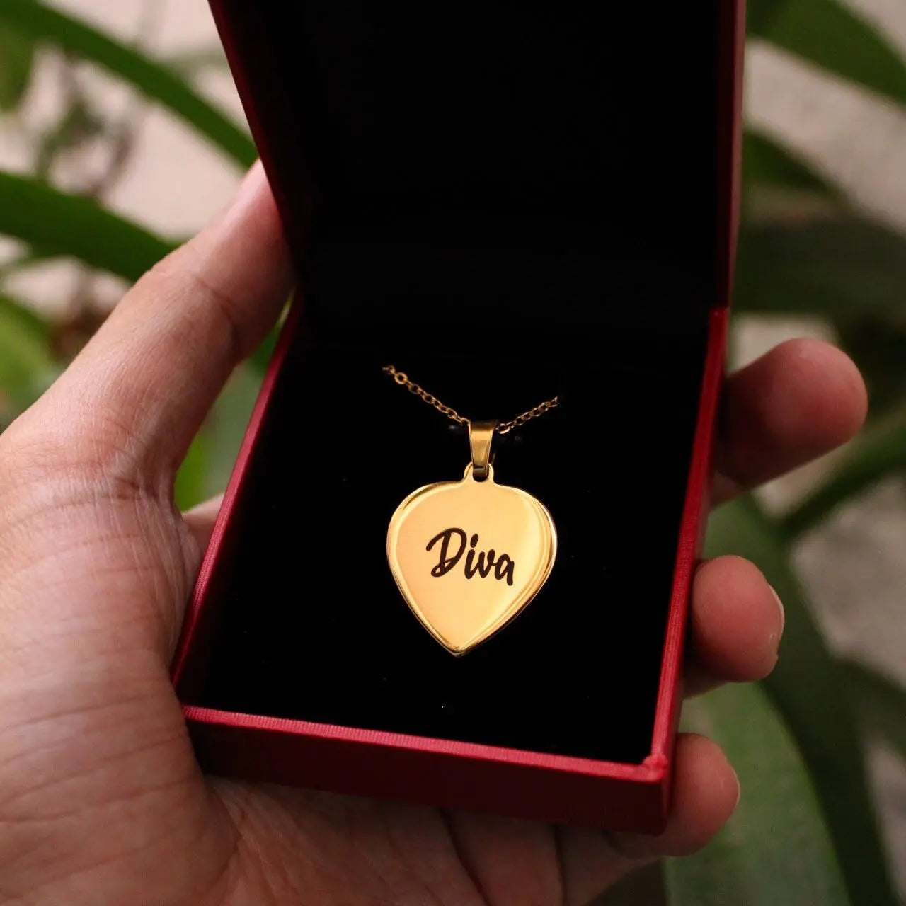 21K GOLD PLATED NAME ENGRAVED HEART NECKLACE - Main Image