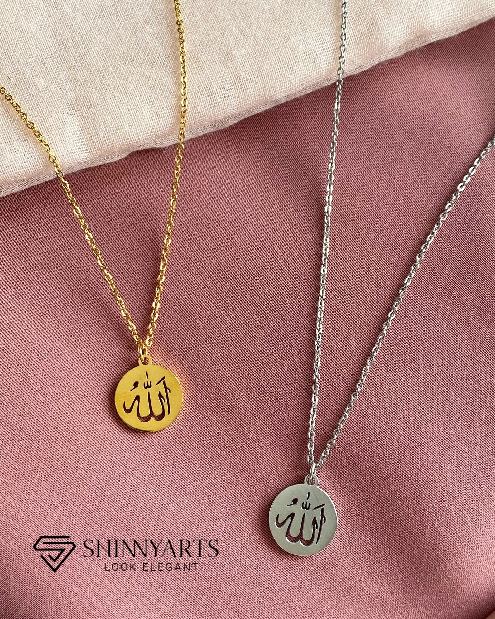 22K Gold Round Framed Allah Pendant (2.45G) - Queen of Hearts Jewelry