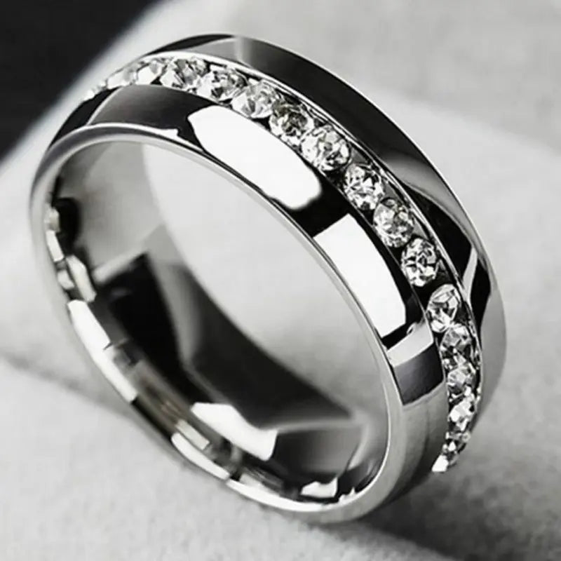 UNISEX STAINLESS STEEL CUBIC ZIRCONIA RING - ShinnyArts