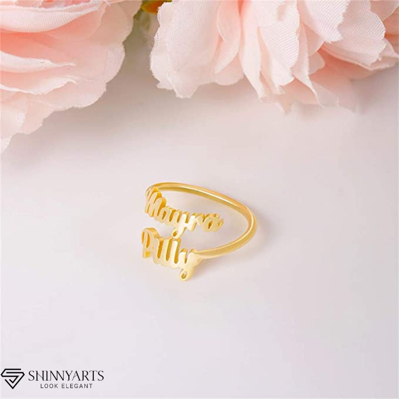 TWO NAME RING GOLD PLATED