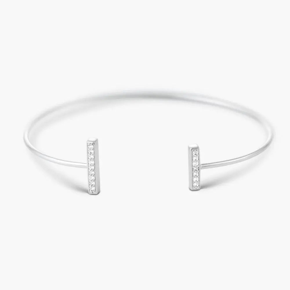 T BANGLE BRACELET SILVER PLATED