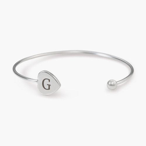 HEART INITIAL BANGLE SILVER PLATED