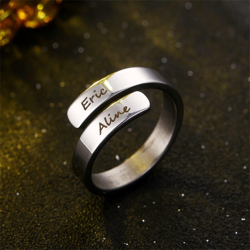 Double Name Ring silver plated