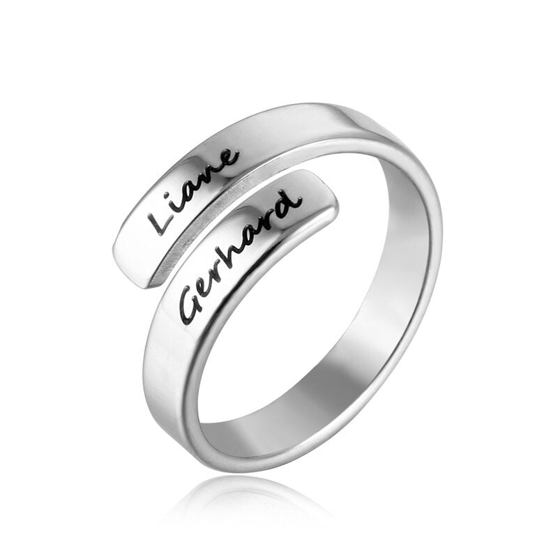Double Name Ring silver plated