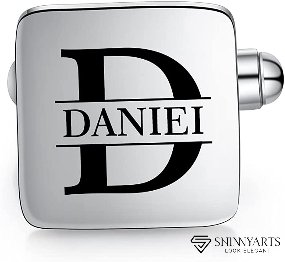 PERSONALIZED SQUARE NAME CUFFLINKS SILVER PLATED