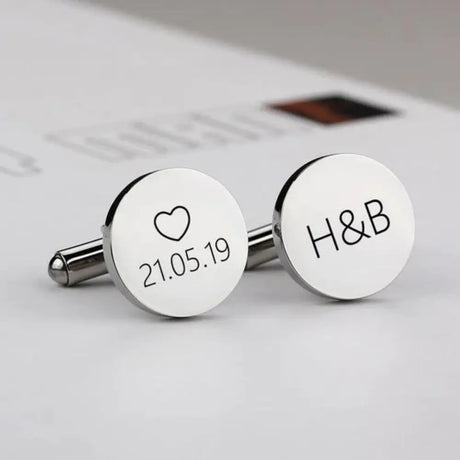 ENGRAVE INITIALS ROUND CUFFLINKS - ShinnyArts