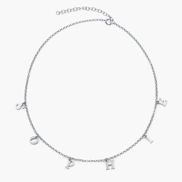 PERSONALIZED CHOKER NAME NECKLACE SILVER PLATED